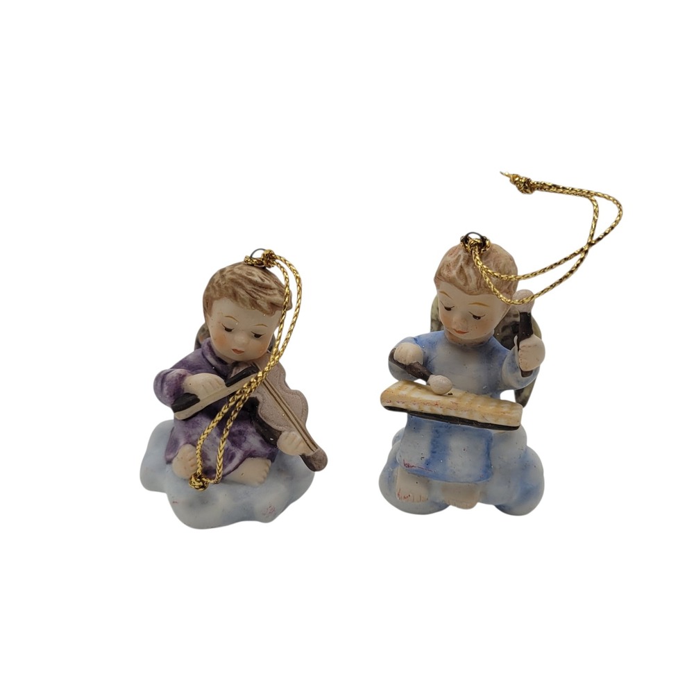 Goebel Berta Hummel 1996 Musical Angels Cloud Ornaments Set Violin Xylophone